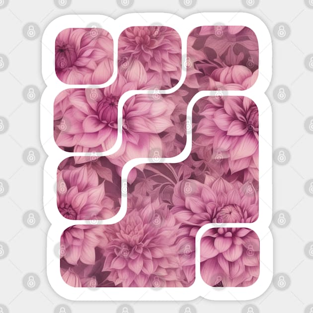 Pink dahlia pattern abstract design Sticker by craftydesigns